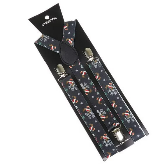 Christmas Santa Snowman Christmas Suspenders Stanta Suspenders for Men Elstic X Back with Metal Clips Adjustable Suspender