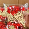 thumbnail image 1 of Christmas Santa Snowman Elk Bamboo Skewer Cocktail Picks Topper Supplies Disposable Party Toothpicks Food Dessert, 1 of 7