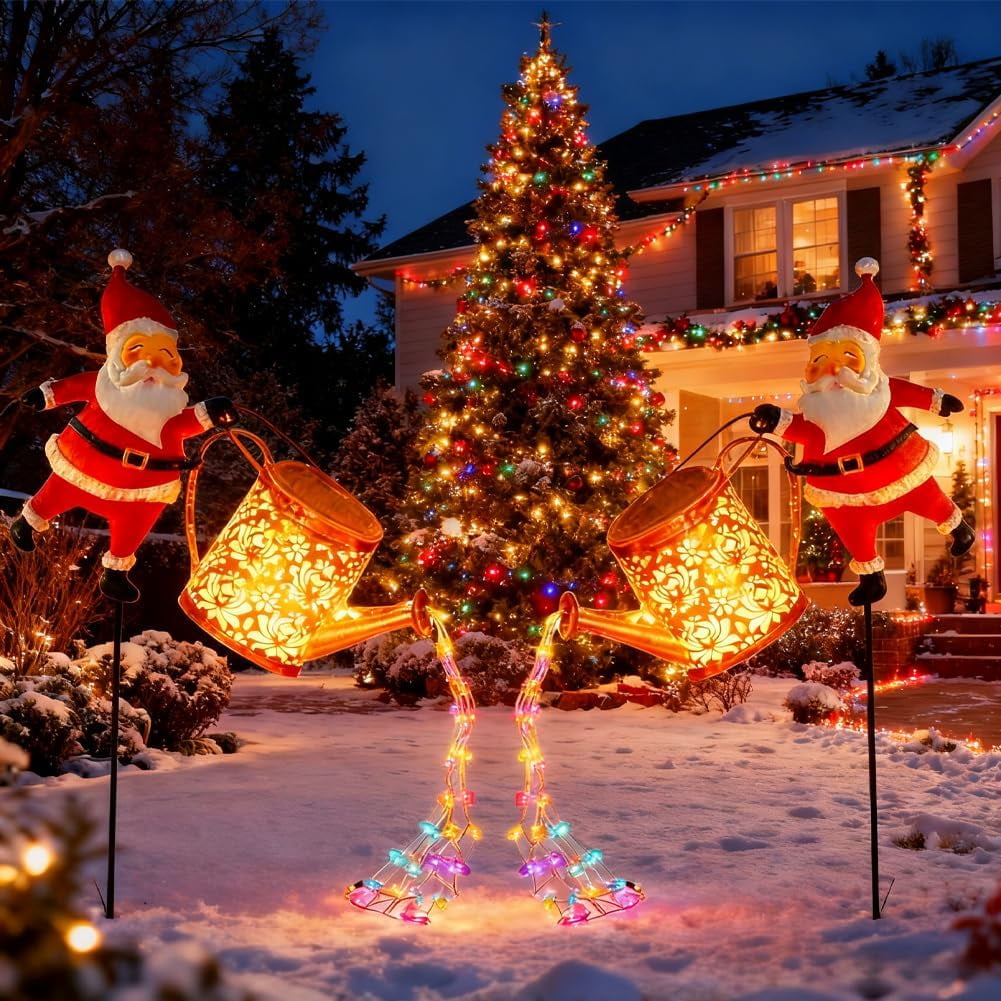 Christmas Santa Solar Kettle Lights Garden Lawn Decorative Lights