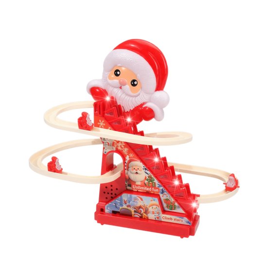 Christmas Santa Spiral Track Tabletop Toy With Multi-Level Climbing Design, Plastic Holiday Decoration for Indoor Display and Seasonal Play on a Desk, Shelf, or Table