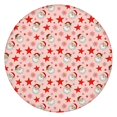 Christmas Santa Star Snowflake Pink Pattern Round Elastic Tablecloth ...