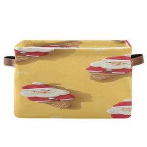 Christmas Santa Style Ice Cream Cone Square Storage Bins with Handles Collapsible Containing Box 1 Pack