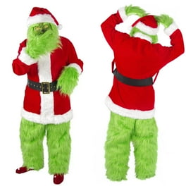 Santa Suit Cosplay Outfit Christmas Green Deluxe Monster Costume,7