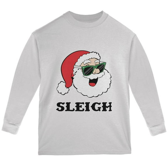 Christmas Santa Sunglasses Sleigh Slay Youth Long Sleeve T Shirt White YSM