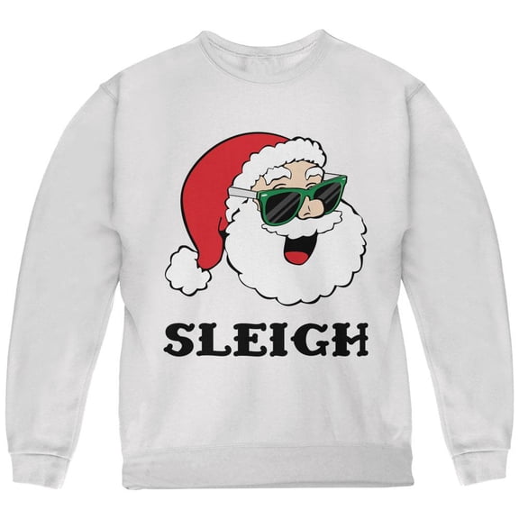 Christmas Santa Sunglasses Sleigh Slay Youth Sweatshirt White YLG