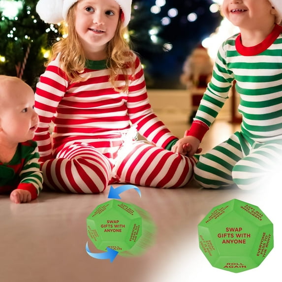 Christmas Santa Swap Gift Exchange Dice, 12 Different Sides Gift Exchange Dice, Christmas Dice Gifts Exchange Game, Hilarious Exchange Party Game Dice Games for Men Women Adults 1PC