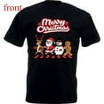 thumbnail image 1 of Christmas Santa Tee T Shirt Graphic Tops Reindeer Festive Holiday Design Short Sleeve Round Neck Black S-5XL, 1 of 5