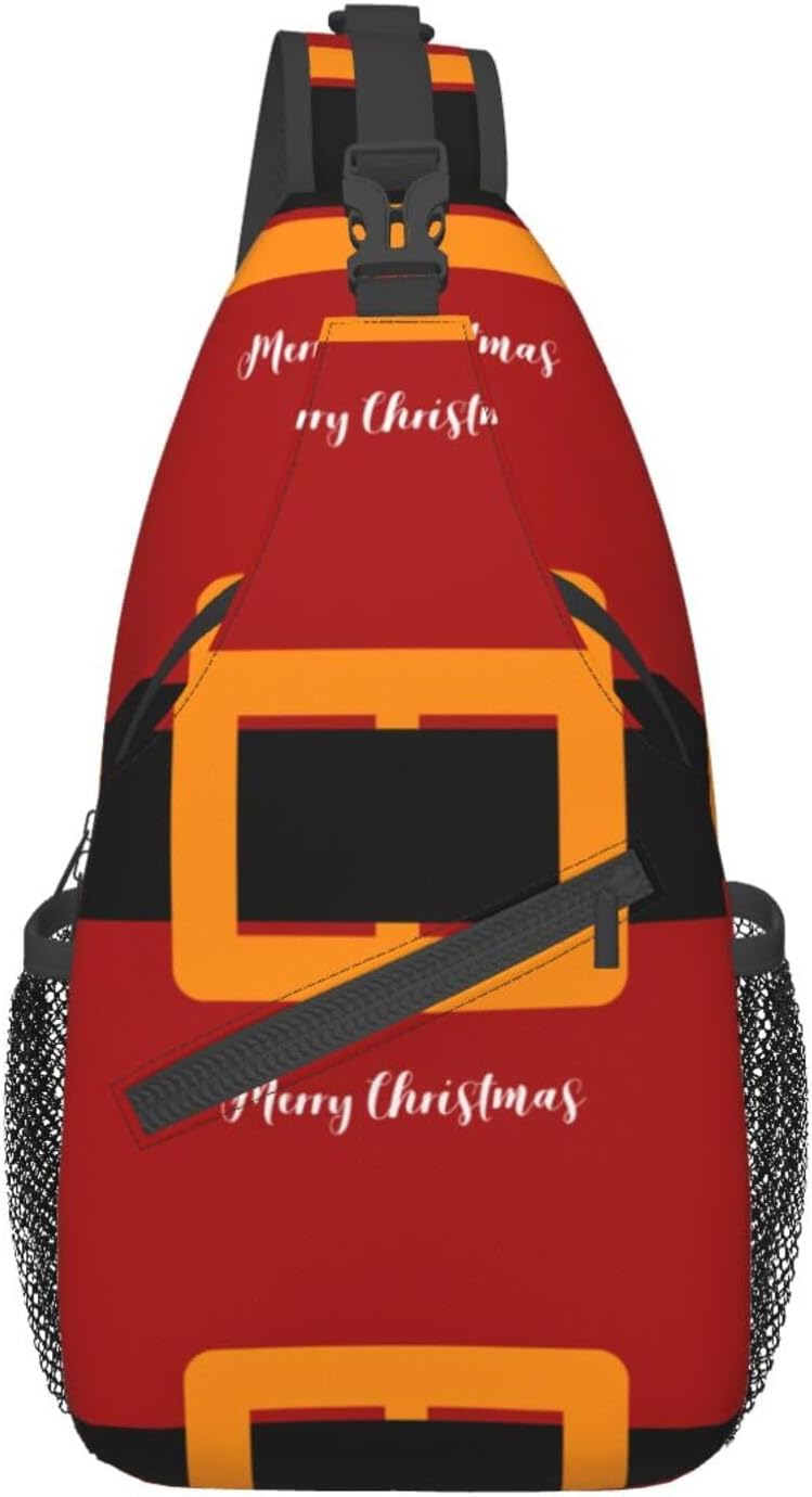 Christmas Santa Tie Red Pattern Sling Bag Crossbody Hiking Travel Chest Bags Backpack Shoulder Daypack for Women Men