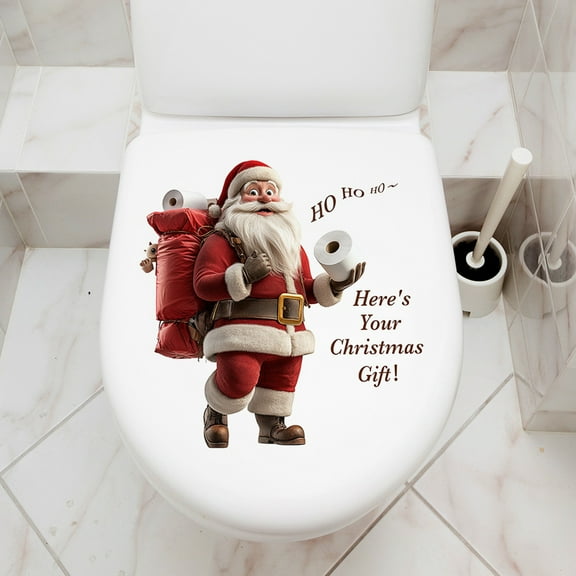 Christmas Santa Toilet Paper Stickers Removable Wall Decals for Festive Bathroom Decorations and Party