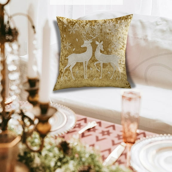 Christmas Santa & Tree Embroidery Pillow Cover - Cushion Pad Decor for Home Sofa, Holiday Christmas Decoration