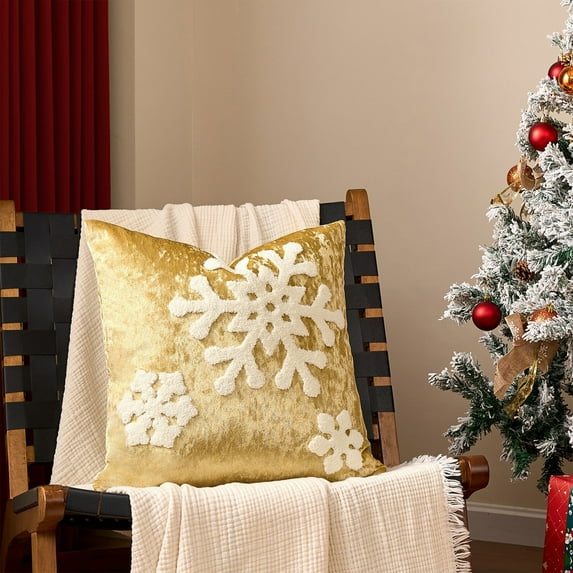 Christmas Santa & Tree Embroidery Pillow Cover - Cushion Pad Decor for Home Sofa, Holiday Christmas Decoration