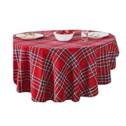 Christmas Santa Workshop Plaid Tablecloth Red Blue Yellow Winter Wonder 52x70 Rectangle