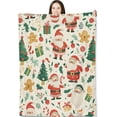 thumbnail image 1 of Christmas Santa and Gingerbread Blanket 50"x60", Christmas Plush Blankets, Ideal for Home Decor, Couch, Bed, Travel, for Women Kids, 1 of 6
