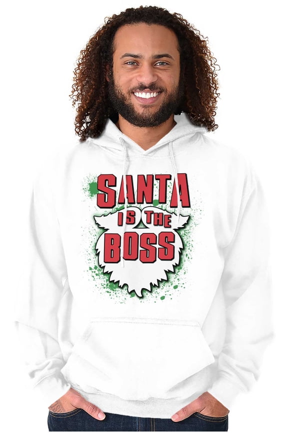 Christmas Santa is the Boss Beard Hoodie Sweatshirt Women Men Brisco Brands M