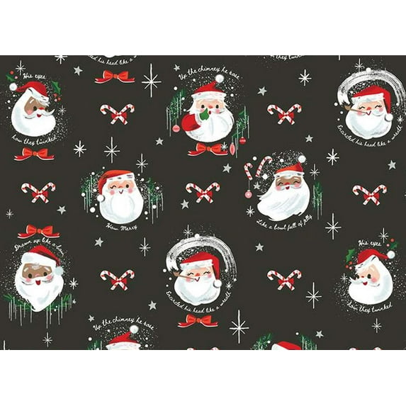 Christmas Santa on Charcoal Riley Blake 100% Cotton Price Per Yard