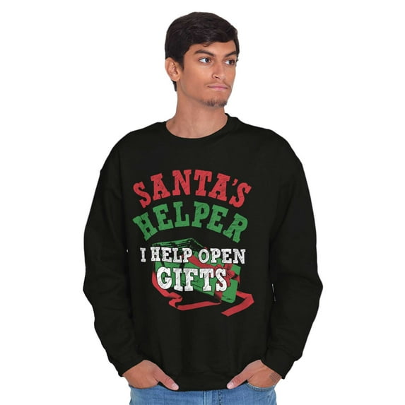 Christmas Santa's Helper Open Presents Sweatshirt for Men or Women Brisco Brands X