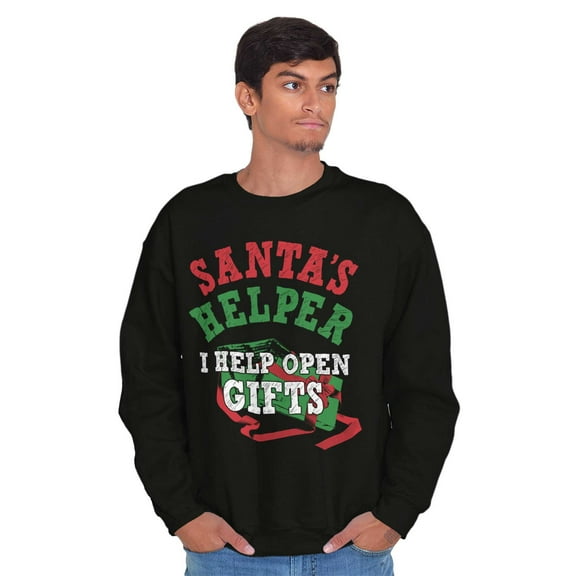 Christmas Santa's Helper Open Presents Unisex Plus Fleece Graphic Sweatshirt Brisco Brands 3X