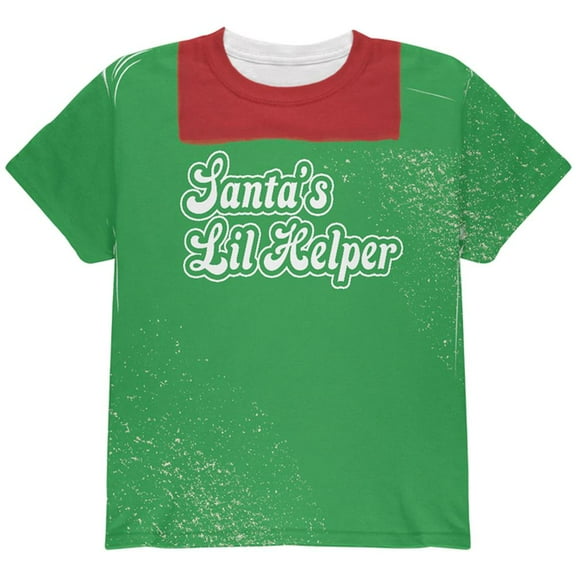 Christmas Santa's Lil Helper Daddy's Lil Monster Costume All Over Youth T Shirt Multi YLG