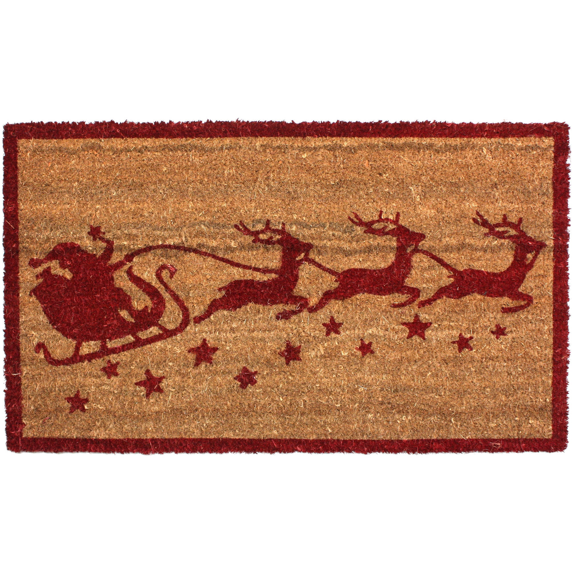 Christmas Santa's Sleigh Vinyl Back Coco Doormat