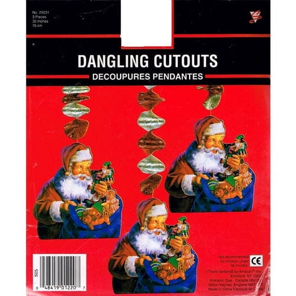 Christmas 'Santa's Workshop' Hanging Cutout Decorations (3ct)