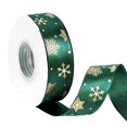 thumbnail image 1 of Christmas Satin Ribbon Rolls,75.46Ft Gold Foil Snowflake Printed Holiday Ribbon, Merry Christmas Fabric Ribbon for Gift Wrapping, Xmas Tree Wreath Garland Bow Making Home Seasonal Party Decor, 1 of 4