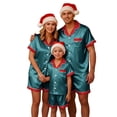 thumbnail image 1 of Christmas Satin Silk Pajamas Family Matching Pajamas Set Mens Pajama Short Sleeve Button Down Shirt with Shorts Soft Sleepwear Loungewear Cozy Nights Sleepwear for Men Dark Green S, 1 of 4