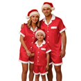 thumbnail image 1 of Christmas Satin Silk Pajamas Family Matching Pajamas Set Women Pajama Short Sleeve Button Down Shirt with Shorts Soft Sleepwear Loungewear Cozy Nights Sleepwear Red S, 1 of 4