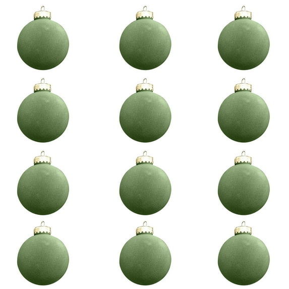 Hvmvliv Christmas Tree Ornaments (12pcs-8cm) Velvet Christmas Ball Ornament Flocked Christmas Tree Ball Decorations Shatterproof Xmas Decorative Hanging Ornaments Christmas Decoration Green
