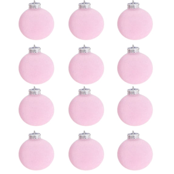 Hvmvliv Christmas Tree Ornaments (12pcs-8cm) Velvet Christmas Balls Ornament Flocked Christmas Tree Ball Decorations Shatterproof Xmas Decorative Hanging Ornaments Christmas Decoration Pink