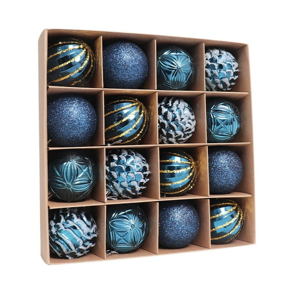 Hvmvliv Christmas Tree Ornaments (16pcs) Christmas Ball Ornaments Set Christmas Tree Decoration Plastic Shatterproof Xmas Tree Ornaments Holiday Wedding Party Decoration Blue