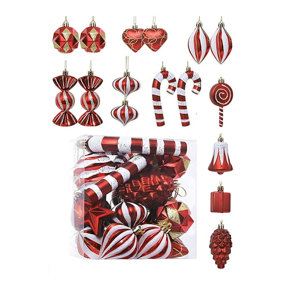 Hvmvliv Christmas Tree Ornaments (16pcs) Christmas Balls Set Christmas Tree Decorations Xmas Tree Hanging Balls Decorations Shatterproof Christmas Pendants E