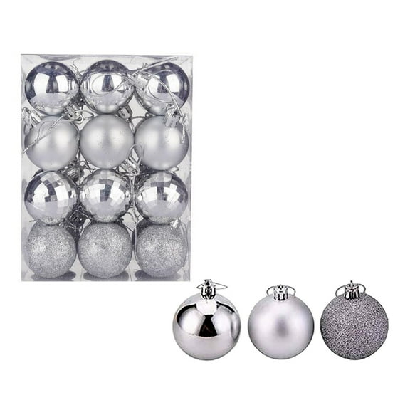 Hvmvliv Christmas Tree Ornaments (24pcs-4cm) Christmas Tree Bauble Decorations Christmas Hanging Balls Electroplated Shatterproof Xmas Decoration Christmas Ornament Decor Silver
