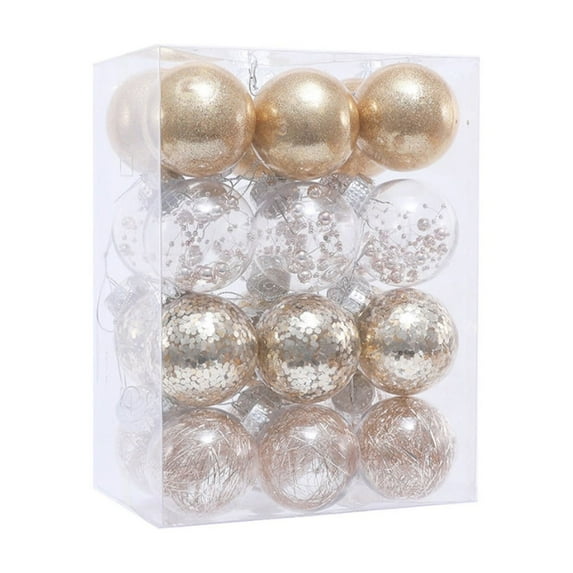Hvmvliv Christmas Tree Ornaments (24pcs-6cm) Transparent Ball Ornament Plastic Shatterproof Ball Christmas Tree Decorations Hanging Ball Ornaments Xmas Decoration Ball Beige
