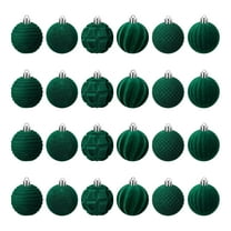 Hvmvliv Christmas Tree Ornaments (30pcs) Velvet Christmas Ball Ornaments Green Flocked Christmas Ornaments for Tree Plastic Balls Xmas Decorative Hanging Ornaments Muliticolor