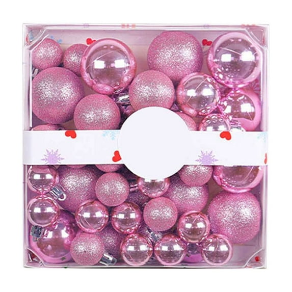 Hvmvliv Christmas Tree Ornaments (44pcs) Christmas Balls Decorations Shatterproof Plastic Electroplated Gifts Boxed Colorful Hanging Balls Christmas Decoration Set Pink