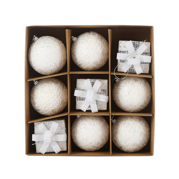 Christmas Saving! Christmas Tree Ornaments (9pcs) Christmas Balls Ornament Foam Sequin Christmas Tree Ornaments Xmas Tree Ornament Shatterproof Christmas Decoration White
