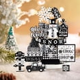 thumbnail image 1 of PRETXORVE Christmas Wooden Layered Tray Decoration Set Plaid Style Home Desktop Sign Ornaments, 1 of 9