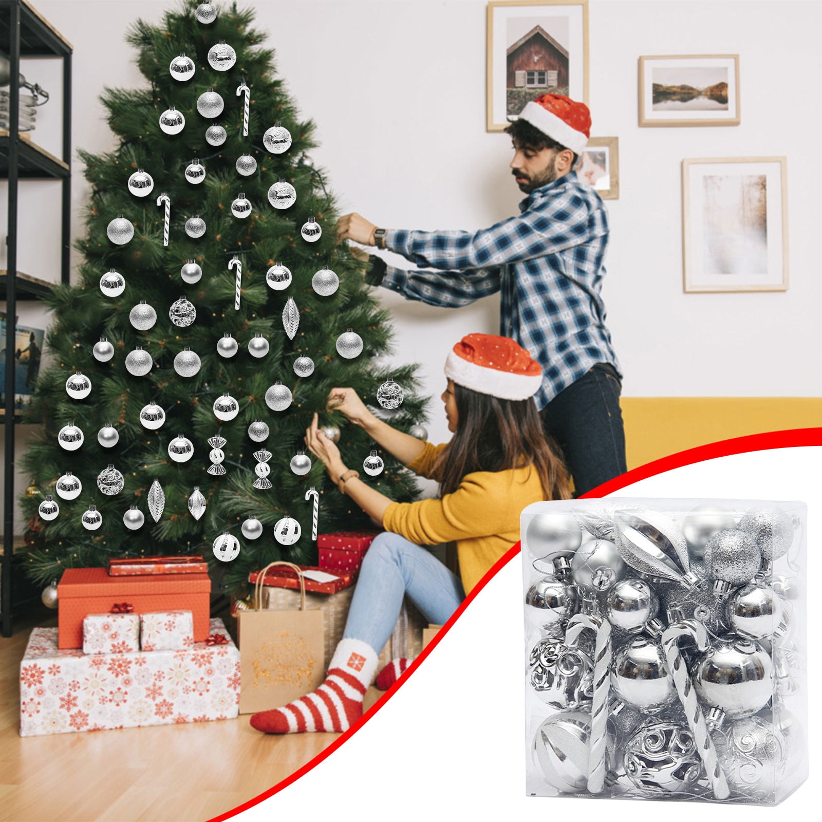 Christmas Saving Clearance Christmas Hanging Ball 1 Box Of 40pcs