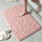 Christmas Saving Clearance! Sruiluo Cobblestone-Embossed Bathroom Rugs Bath Mat Memory Foam Pad Floor Rugs Carpets Doormat, Super Soft, Non-Slip, Quick-Drying, Room Decor, Pink, 15.7x23.6