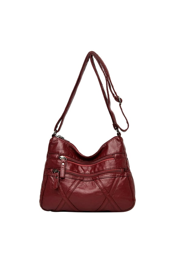 Christmas Saving Clearance! UHUYA Soft Leather Shoulder Bag, Mom Bag, Ladies' Multi Compartment Crossbody Bag, Large Capacity Soft Leather Bag, Red