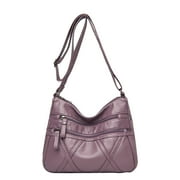 Christmas Saving Clearance! UHUYA Soft Leather Shoulder Bag, Mom Bag, Ladies' Multi Compartment Crossbody Bag, Large Capacity Soft Leather Bag, Purple