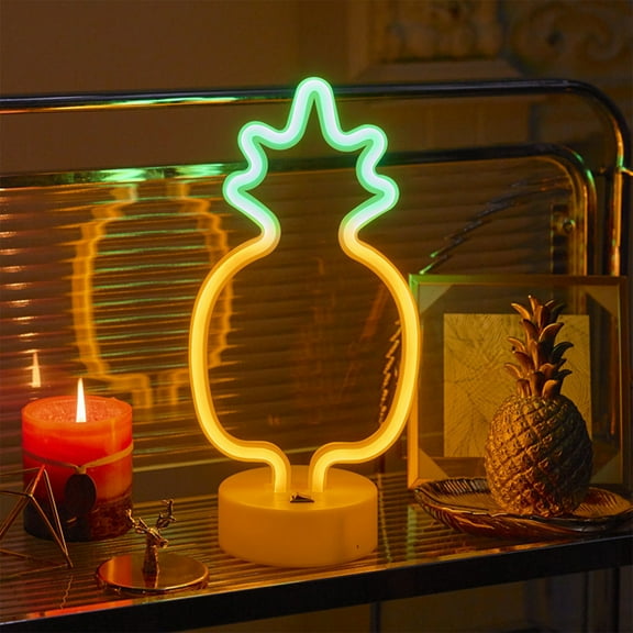 Christmas Savings 2024! Rvasteizo Home Decor, LED Fruit Pineapple Shaped Neon Atmospheres Light Decorative Light USB And Battery Powered