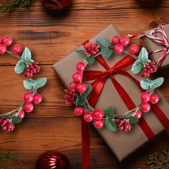 Christmas Savings! Boovnll Christmas Candle Rings 3" Artificial Christmas Kitchen Cabinet Wreaths Candle Rings for Door Table Pillars Window Chair Wall Decor Wreath, Christmas Decorations