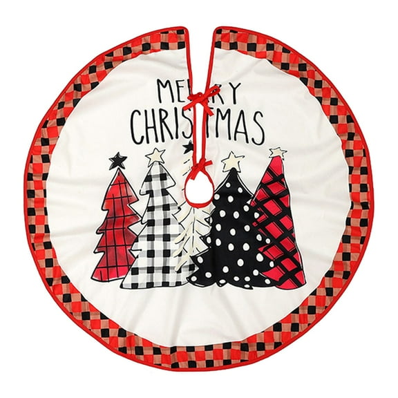 Christmas Savings! Caoblia Christmas Tree Skirt 36 Inch Large Red Merry Christmas Printing Decor Mat Tree Skirt for Holiday Xmas Tree Home Party Decor Tree Mat, Christmas Decorations