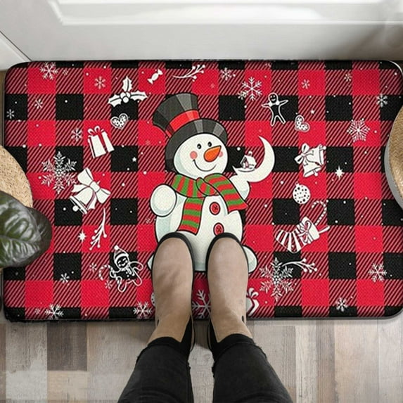 Christmas Savings! Caoblia Christmas Kitchen Rugs 16x24" Non-Slip Absorbent Soft Christmas Rugs Washable for Kitchen, Entrance, Bathroom, Laundry Room Rug, Christmas Decorations