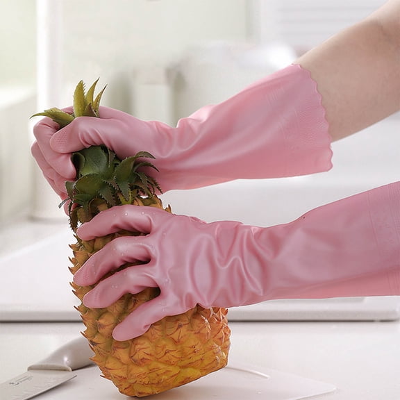 Christmas Savings! Caoblia Rubber Gloves Reusable Non-Slip Long Sleeves Thicken Cleaning Gloves Flexible Long-Lasting for Kitchen Cleaning Working Painting Gardening Pet Care Gloves