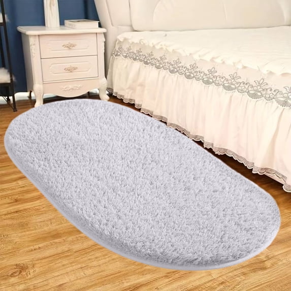 Christmas Savings! Caoblia Rugs for Bedroom Oval Non-Slip Solid Color Fluffy Area Rug for Living Room Bedroom Dining Room Hallway Office Kitchen Entryway Non-Shedding & Easy Care Rug