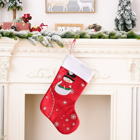 Christmas Savings! Caoblia Christmas Stockings 12 Inch Large White Plush Cuff Christmas Stocking Personalized Christmas Tree Ornaments Xmas Hanging Stocking Decor Gifts Bags, Christmas Decorations