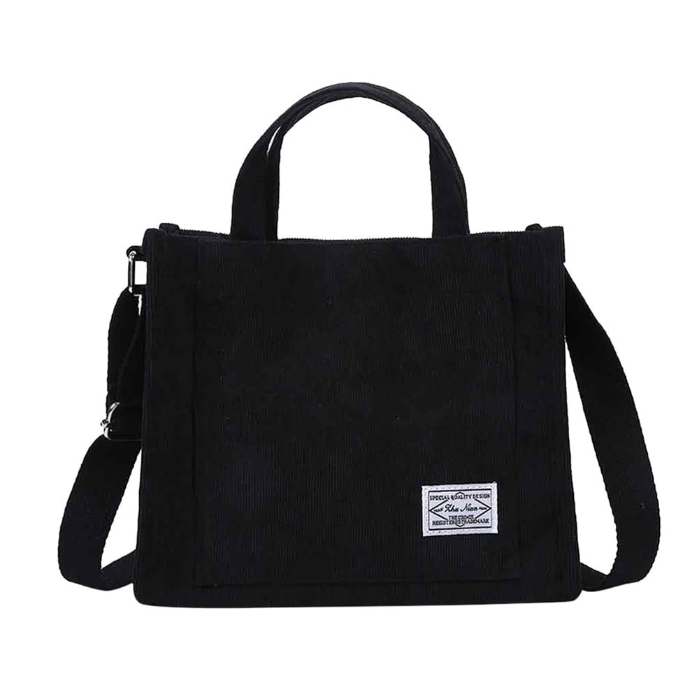 Cbcbtwo Crossbody Bags for Women, 10" Canvas Crossbody Bag Shoulder Bag Crossbody Purse Messenger Bag, Fashion Plain Canvas Corduroy Shopping Handbags Gifts for Women (Black)