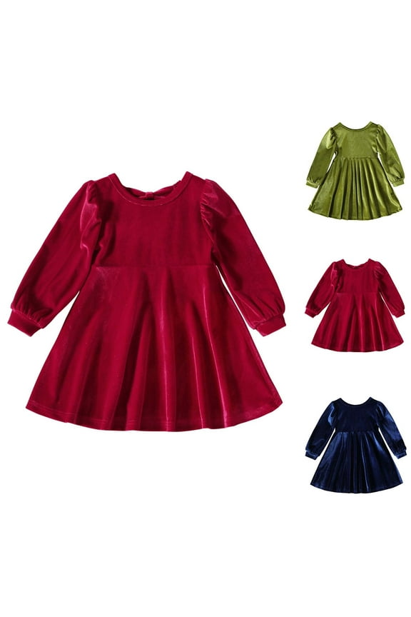 Summer AKAFMK Baby Girl Clothes Toddler Girl Vintage Dresses Velvet Wedding Birthday Party Pageant Maxi Prom Gown for Kids 9 Months-4 Years